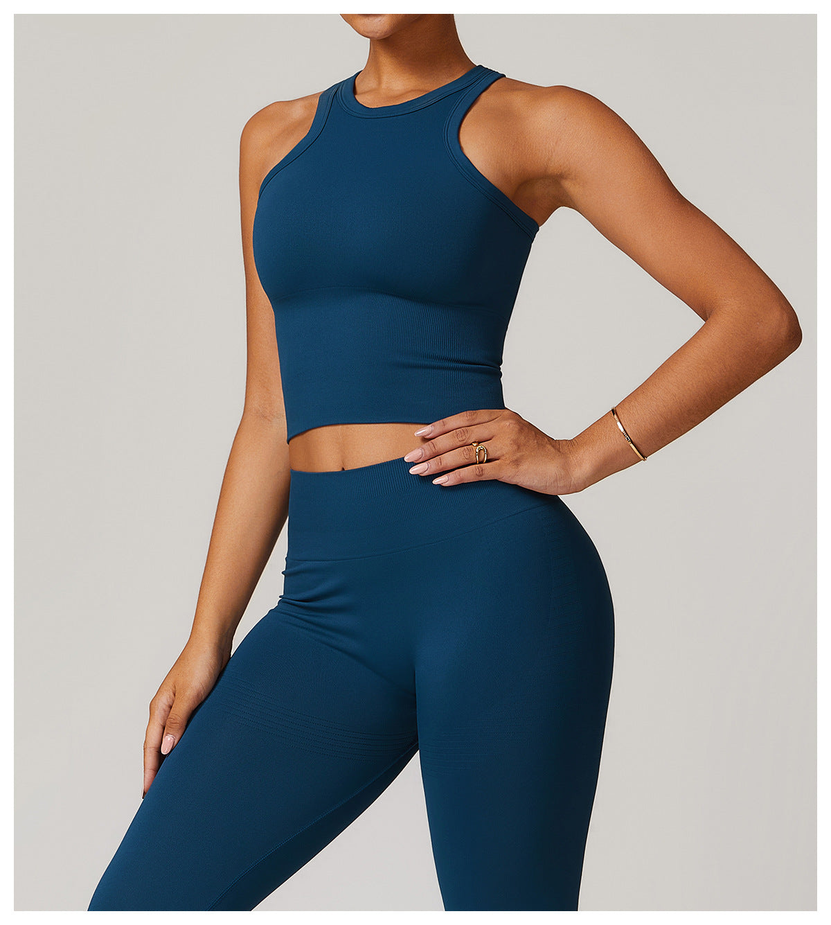 A sporty essential with a sleek fit, this ribbed racerback tank features stretch fabric and a breathable design—ideal for light fitness activities like yoga, Pilates, or active errands in style