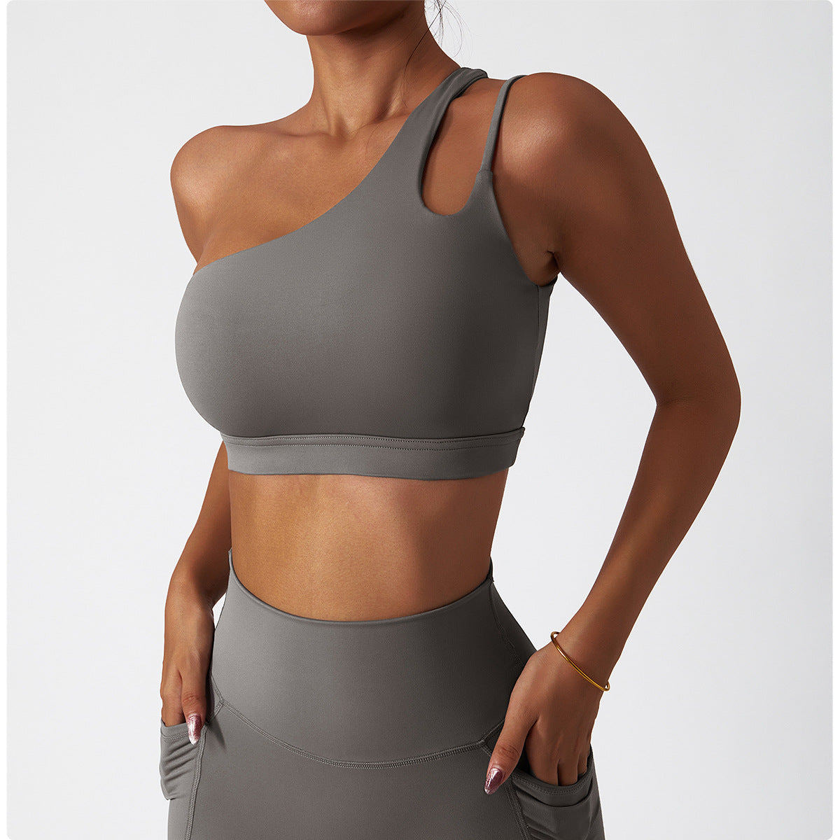 Asymmetrical One-Shoulder Sports Bra