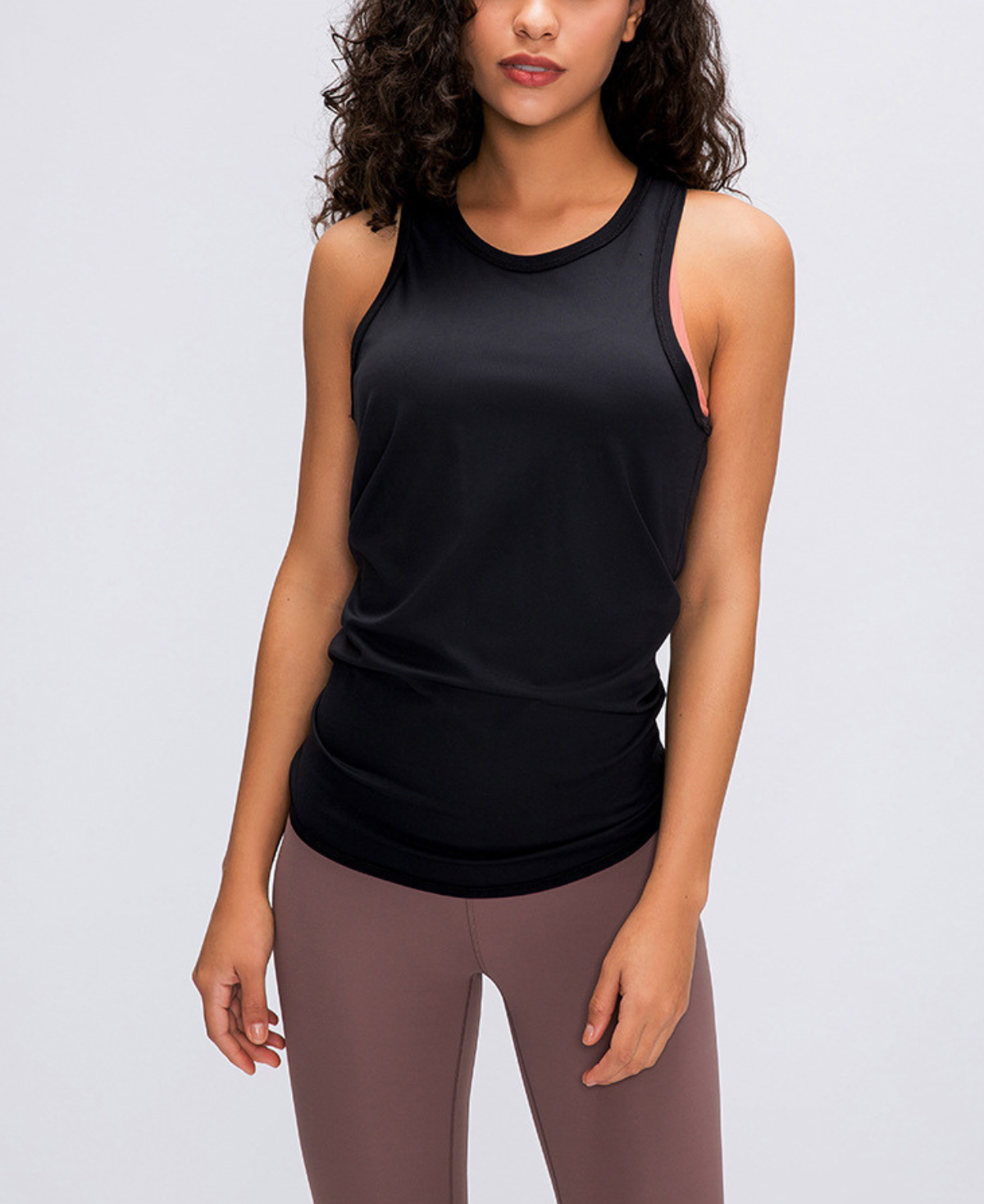 women’s open back workout top, breathable gym tank, tie back yoga top