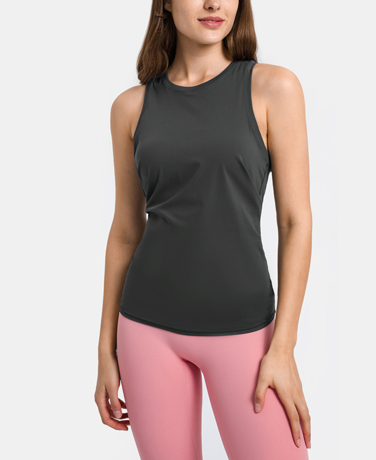 women’s open back workout top, breathable gym tank, tie back yoga top