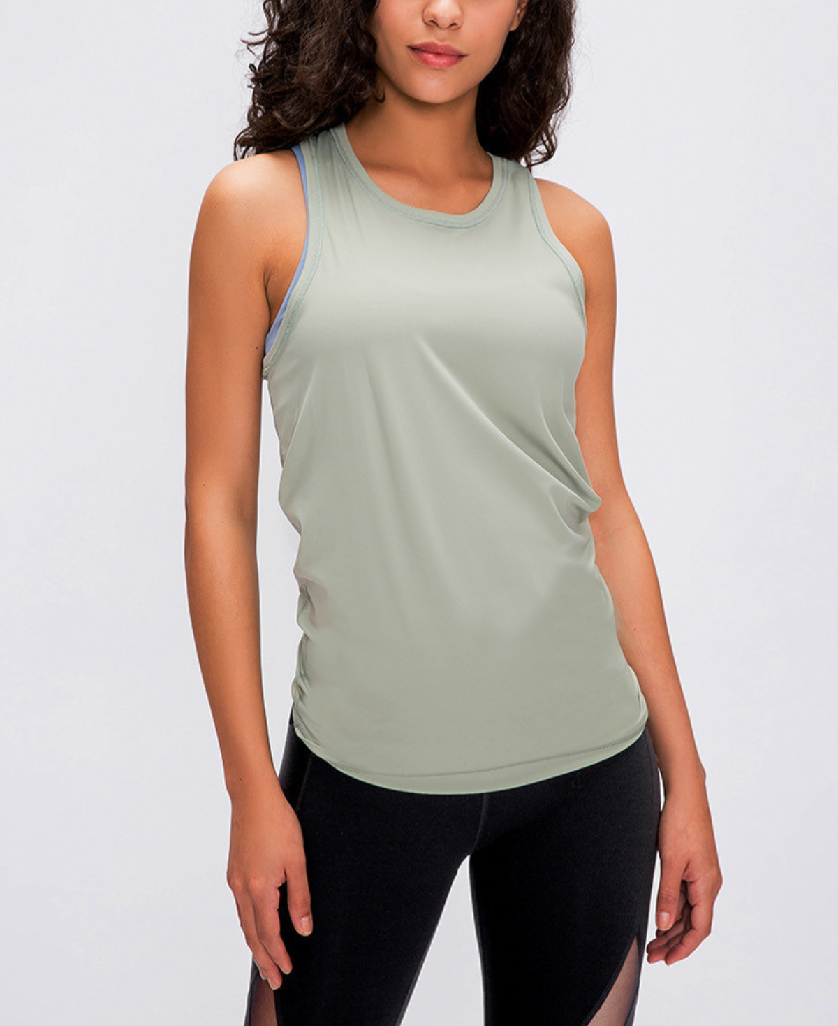 women’s open back workout top, breathable gym tank, tie back yoga top