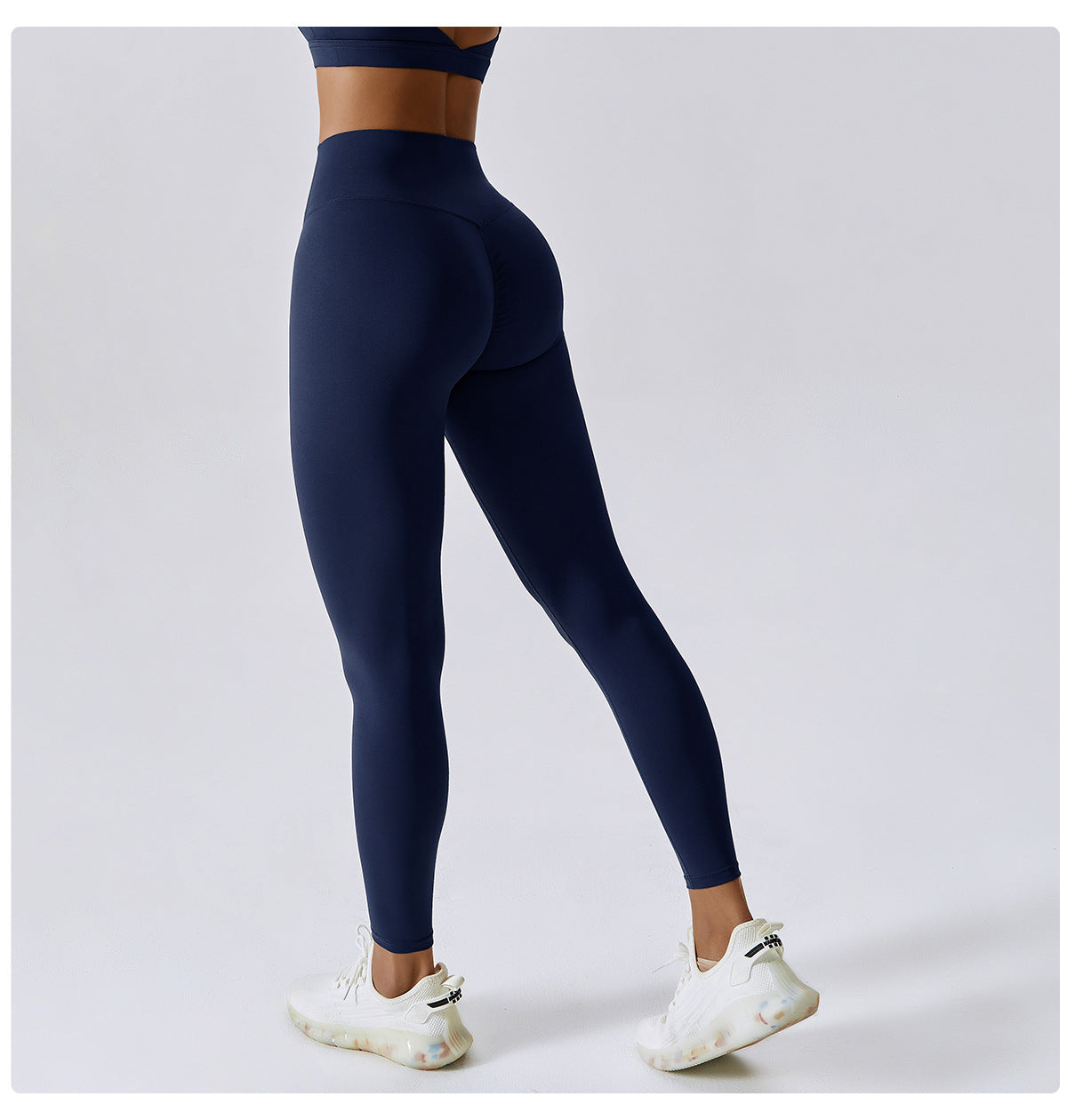 high-waist, body-sculpting leggings made from buttery-soft 78% polyamide & 22% elastane. Invisible pleated lift detail for natural curve enhancement. Ideal for gym, yoga, and daily wear.