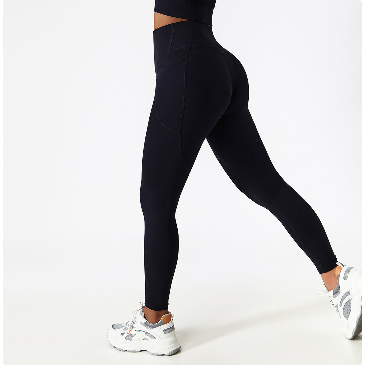 feature pockets, a high-rise waist & 4-way stretch for comfort, shape & daily performance.