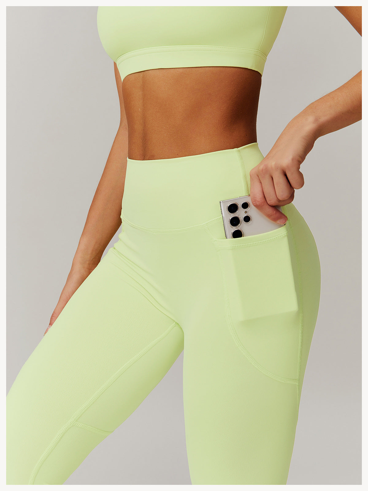 feature pockets, a high-rise waist & 4-way stretch for comfort, shape & daily performance.